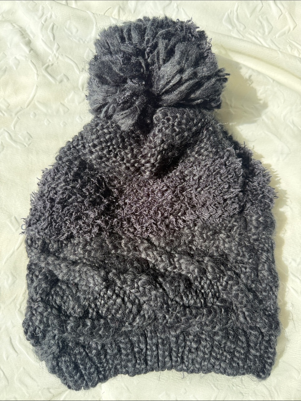 Cozy Chunky Knit Pom Pom Beanie - Charcoal